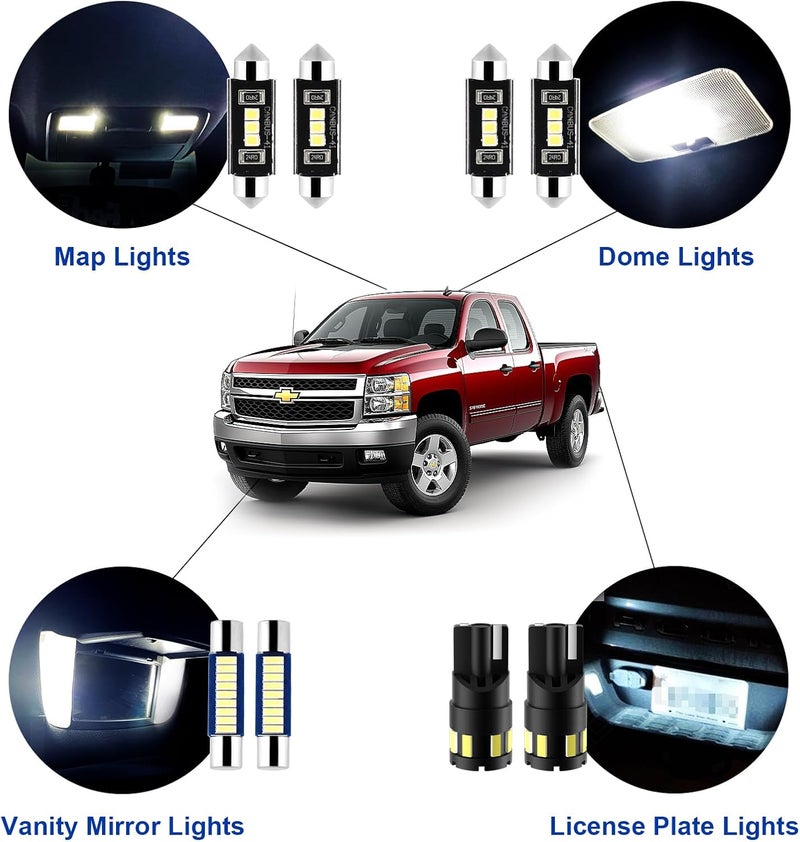 EASY EAGLE 12Pcs Super Bright LED Interior Lights, 6000k White Bulb Kit for Chevy Silverado 2007 2008 2009 2010 2011 2012 2013 All Models Light Accessories+Install Tool - Image 3